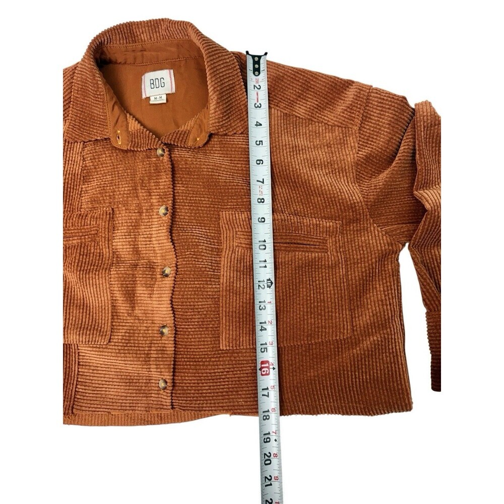 BDG Urban Outfitters Cropped Rodney Corduroy Shacket Rust Orange Patchwork M - Picture 9 of 10